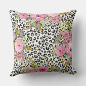 ヒョウエレガントプリントおよびフローラデザイン クッション (裏面)