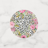 ヒョウエレガントプリントおよびフローラデザイン コンフェッティ (スモール正面)