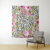 ヒョウエレガントプリントおよびフローラデザイン タペストリー (インサイチュ)