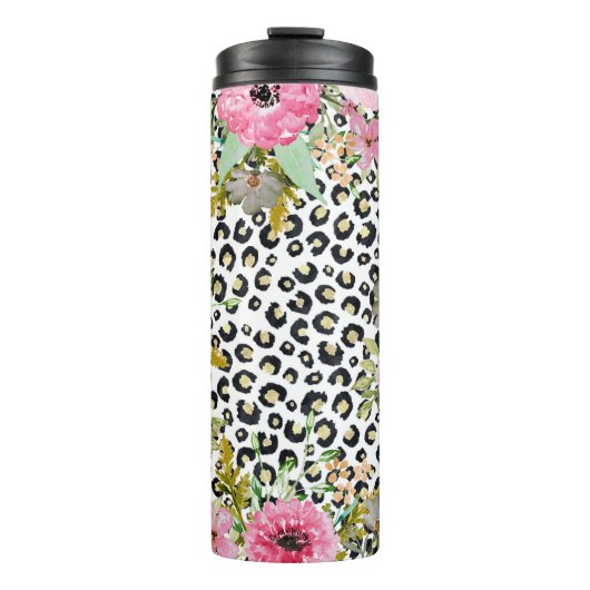 ヒョウエレガントプリントおよびフローラデザイン タンブラー (正面)
