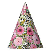 ヒョウエレガントプリントおよびフローラデザイン パーティーハット (裏面)