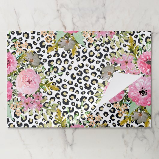 ヒョウエレガントプリントおよびフローラデザイン ペーパーパッド (折り畳み)
