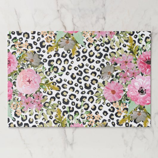 ヒョウエレガントプリントおよびフローラデザイン ペーパーパッド (正面)