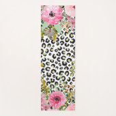 ヒョウエレガントプリントおよびフローラデザイン ヨガマット (正面)
