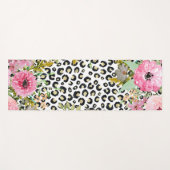 ヒョウエレガントプリントおよびフローラデザイン ヨガマット (正面(横))