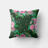 ヒョウエレガントプリントピンクフローラグリーンデザイン クッション (裏面)