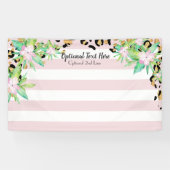 ヒョウエレガント金ゴールドとピンクビニルパーティー背景 横断幕 (横)