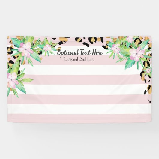 ヒョウエレガント金ゴールドとピンクビニルパーティー背景 横断幕 (横)