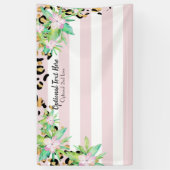 ヒョウエレガント金ゴールドとピンクビニルパーティー背景 横断幕 (縦)