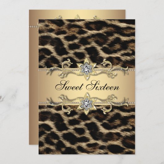 ヒョウエレガントSweet sixteen誕生会 招待状 (正面/裏面)