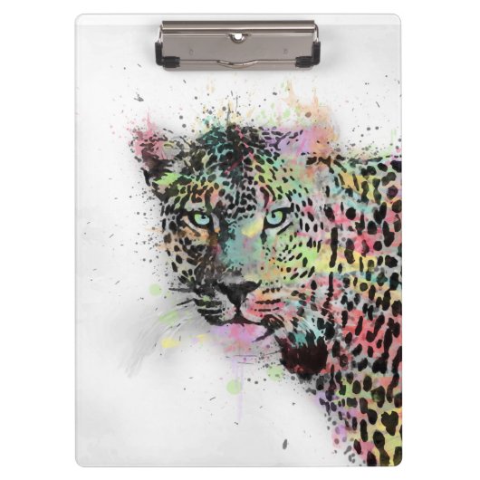 ヒョウカッコいいの水色(ばちゃばちゃ)跳ねる クリップボード (正面)