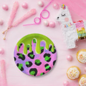 ヒョウカラフルグリーンスライム00th誕生日パーティー ペーパープレート (パーティー)