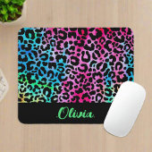 ヒョウカラフルスタイリッシュの質感ネオンフェミニン マウスパッド