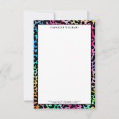 ヒョウカラフルスタイリッシュの質感ネオン鮮やか ノートカード (正面)