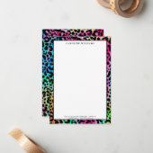 ヒョウカラフルスタイリッシュの質感ネオン鮮やか ノートカード (正面/裏面インサイチュ)