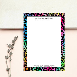 ヒョウカラフルスタイリッシュの質感ネオン鮮やか ノートカード