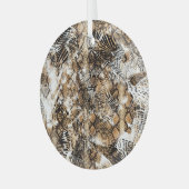 ヒョウカラフルゼブラカモフラージパターン ガラスオーナメント (正面左)