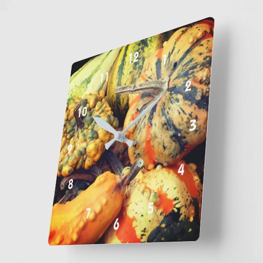 ヒョウカラフルファンシータンが閉まる スクエア壁時計 (傾斜)