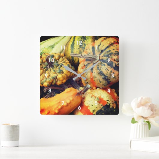 ヒョウカラフルファンシータンが閉まる スクエア壁時計 (ホーム)