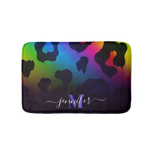 ヒョウカラフルプリント バスマット (正面)