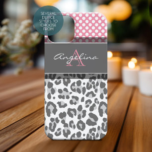 ヒョウガーリースポットプリントパターカスタムンMONOGRAM iPhone 15ケース