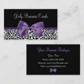 ヒョウガーリープリントトレンディー紫リボン 名刺 (正面/裏面)