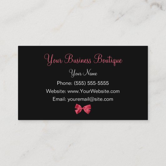 ヒョウガーリープリントブティックキュートレッドリボン 名刺 (裏面)