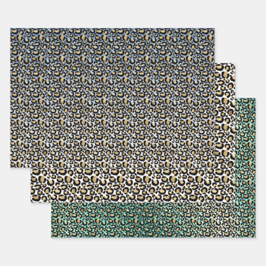 ヒョウグラデーションプリント ラッピングペーパーシート (セット)