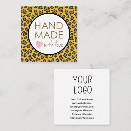 ヒョウグリッター手作り愛 スクエア名刺 (正面/裏面)