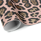 ヒョウスタイリッシュの印刷煙は茶色で埃っぽいピンク ラッピングペーパー (ロールコーナー)