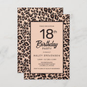 ヒョウスタイリッシュアニマルプリントトレンディー18誕生日 招待状 (正面/裏面)