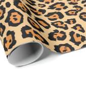 ヒョウスタイリッシュアニマルプリント模様オレンジ色おもしろい ラッピングペーパー (ロールコーナー)