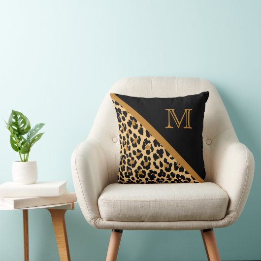 ヒョウスタイリッシュ柄モノラム枕 クッション (椅子)