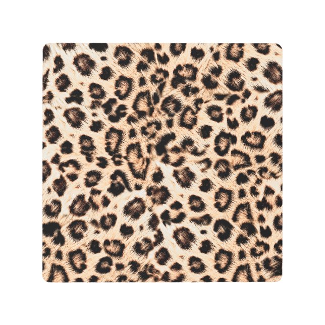 ヒョウデザインパターン：ワイルドエレガンス。 メタルプリント (正面)