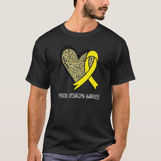 ヒョウハートミクソイド脂肪肉腫認識度黄 Tシャツ (正面)