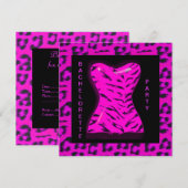 ヒョウバチェロレッテ招待状ホットピンク 招待状 (正面/裏面)