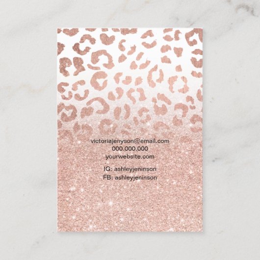 ヒョウバラ金ゴールドグリッターロゴジュエリーイヤリング 名刺 (裏面)