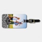 ヒョウパターンが付いているカスタムな写真及びモノグラムのレース ラゲッジタグ (正面横)