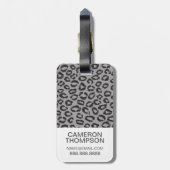 ヒョウパターンが付いているカスタムな写真及びモノグラムのレース ラゲッジタグ (裏面縦)