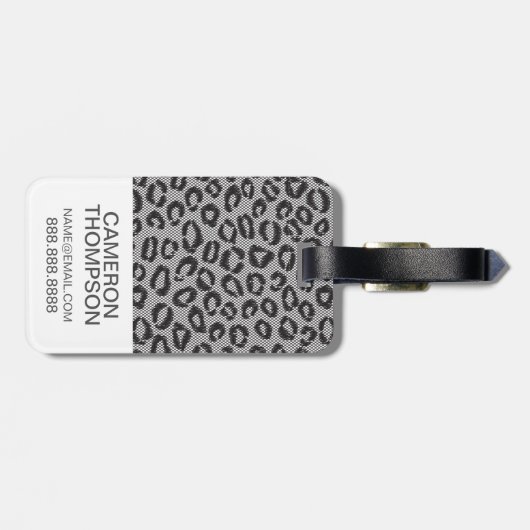 ヒョウパターンが付いているカスタムな写真及びモノグラムのレース ラゲッジタグ (裏面横)