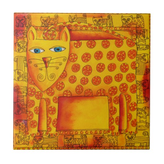 ヒョウパターン(の模様が)あるウォーターイラストレーション タイル (正面)