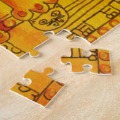 ヒョウパターン（の模様が）あるネコ水彩イラストレーション ジグソーパズル (側面)