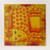 ヒョウパターン（の模様が）あるネコ水彩イラストレーション ジグソーパズル (縦)