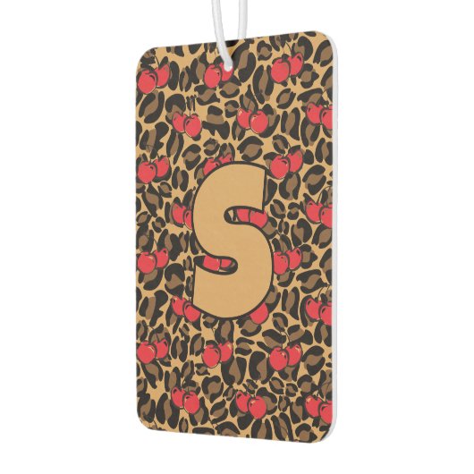 ヒョウパーソナライズされたさくらんぼ カーエアーフレッシュナー (左)