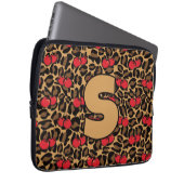 ヒョウパーソナライズされたさくらんぼ ラップトップスリーブ (正面右)