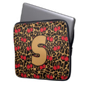 ヒョウパーソナライズされたさくらんぼ ラップトップスリーブ (正面左)
