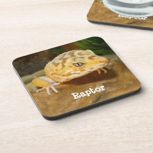 ヒョウパーソナライズされたゲコトカゲ コースター (左側)