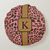 ヒョウパーソナライズされたジャガーアニマルプリント模様 ラウンドクッション (裏面)