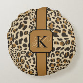 ヒョウパーソナライズされたジャガーアニマルプリント模様 ラウンドクッション (裏面)