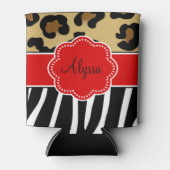 ヒョウパーソナライズされたゼブラ 缶クーラー (正面)